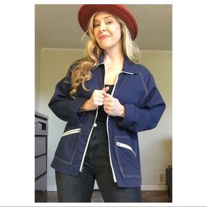 Vintage Navy JCPenney Windbreaker w/white accents